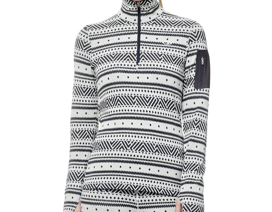 Icebreaker womens vertex 1 2 zip top fair isle white
