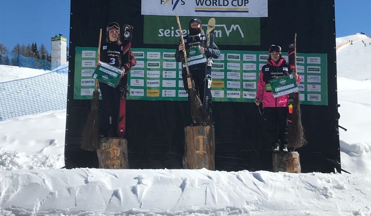 Seiser Alm podium Izzy Atkin 2nd left