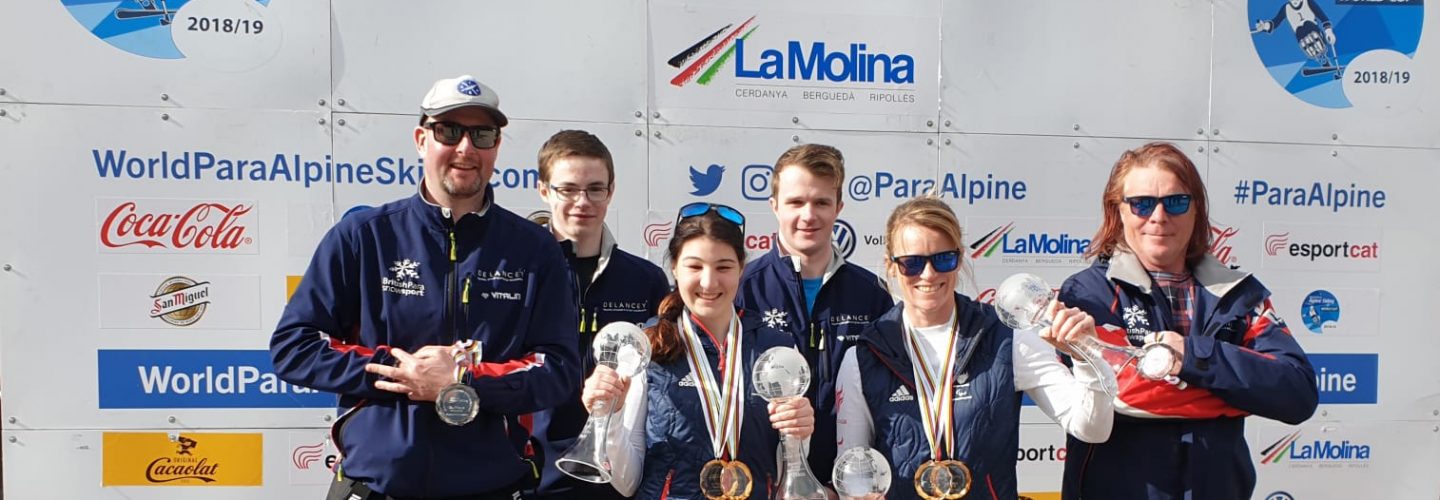 190314 Menna Fitzpatrick and Jen Kehoe Crystal Globes super G downhill with Para Alpine Team