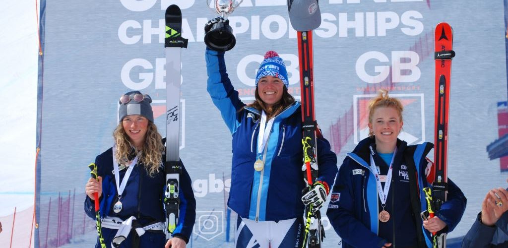 190401 2019 Ladies Downhill podium 2nd Jess Anderson 1st Cara Brown 3rd Abi Bruce ...