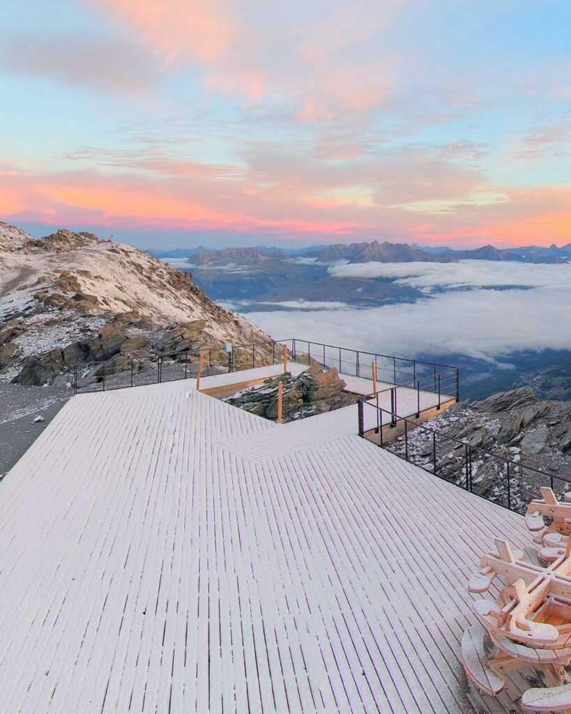 Fresh snow on high terrain above La Plagne in France's Paradiski region